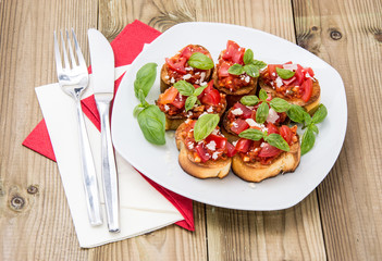 Bruschetta on a plate