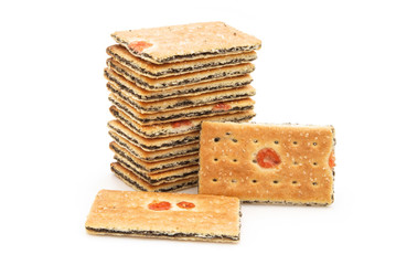 vertical stacked biscuits with grape filling