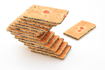 angled stacked biscuits with grape filling