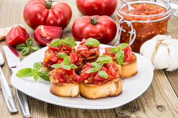 Bruschetta with ingredients