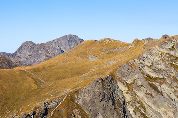 Landscape of Fagaras mountains in Romania, in a summer day