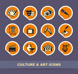 Art icons on stickers