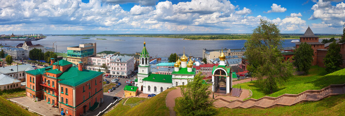 Nizhny Novgorod and Junction of Oka river with Volga River