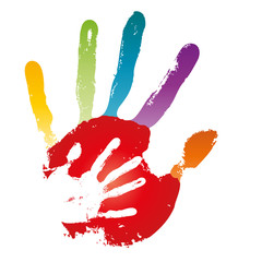 Conceptual woman and child hands