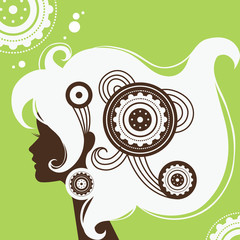 Background with beautiful girl silhouette