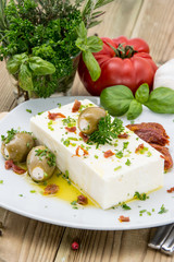 Antipasti (Feta Cheese) on a small plate