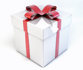 3d Shiny Decorative Gift, Present Box - Package isolated on whit