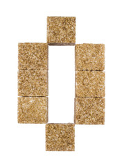 numbers of sugar on a white background close-up