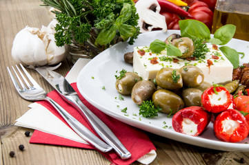 Mixed Antipasto on a plate