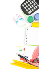 School stationery isolated over white background