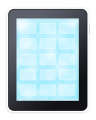 Tablet pc computer with blue background