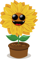 Obraz premium funny sunflower wearing sunglasses