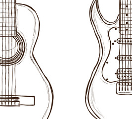 Fototapeta premium Acoustic and electric guitar