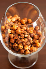 roasted chickpeas in glass