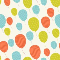 Vector seamless in retro style pattern, flying balloons.