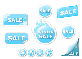 Winter sale tags and labels
