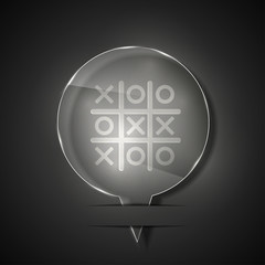 Vector glass tic tac toe icon on gray background. Eps 10