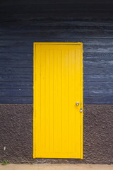 yellow door, blue wall