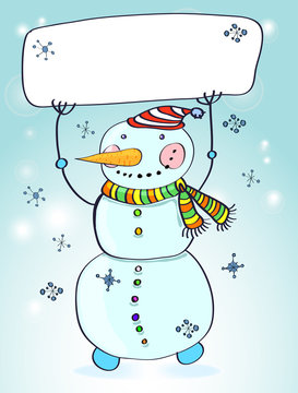 Funny snowman. Christmas card for your design