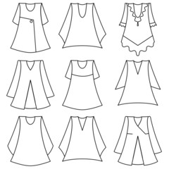 Vector set of fashionable  dresses for girl