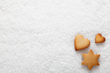 Christmas cookies on snow