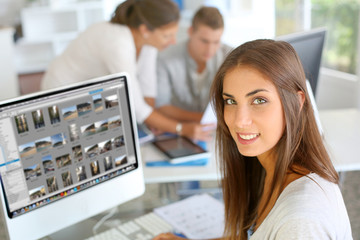 Portrait of beautiful student attending training class