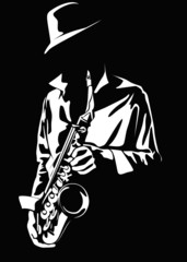 Vector image of the saxophonist - 44708798