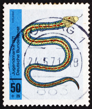 Postage stamp Germany 1971 Snake, Reptile