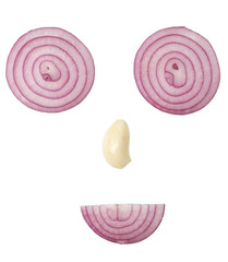 funny face made from onion and garlic