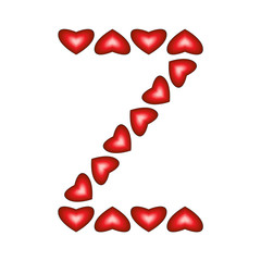 Letter Z made of hearts