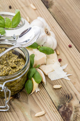 Pesto Sauce with ingredients
