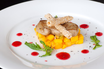 Pan seared foie gras on ripe mango