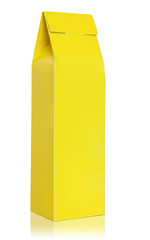 Yellow package box isolated on white with clipping path
