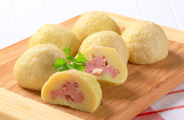 Meat stuffed potato dumplings
