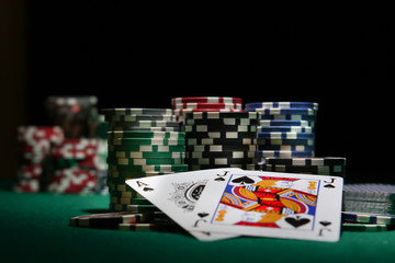 blackjack in a casino - obrazy, fototapety, plakaty