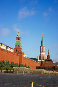 Moscow Kremlin towers at the morning light
