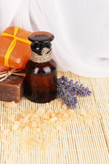 Bottle with aromatic oils with accessories for relaxation