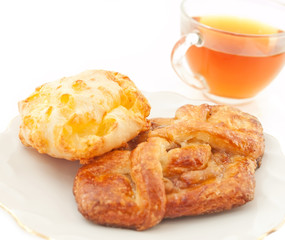 Delicious freshly baked pastry filled with cheese and fruits
