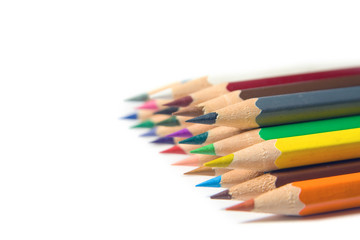 Color pencils on a white