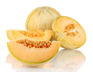 cut melon isolated on white