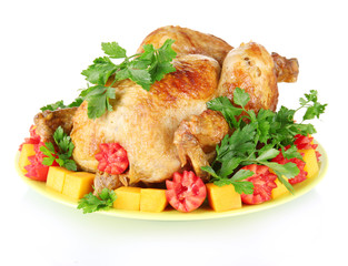 baked whole chicken with vegetables