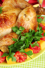 roasted chicken close-up. Thanksgiving Day