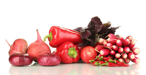 fresh red vegetables isolated on white