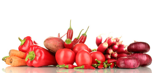 fresh red vegetables isolated on white