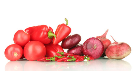fresh red vegetables isolated on white