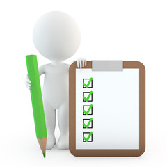 3d small people clipboard with pen