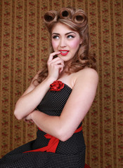 Pin Up Style Girl in Studio