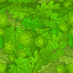Leaves of plants, seamless, summer