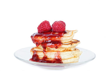 Fritters with a raspberry and crimson jam