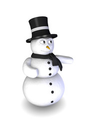 3D Snowman Pointing To The Right Side